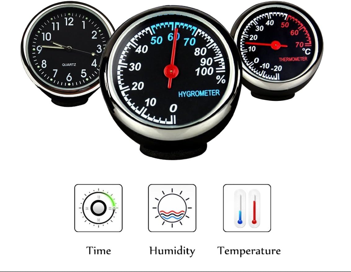Fristype High Accuracy Car Clock Hygrometer &Thermometer