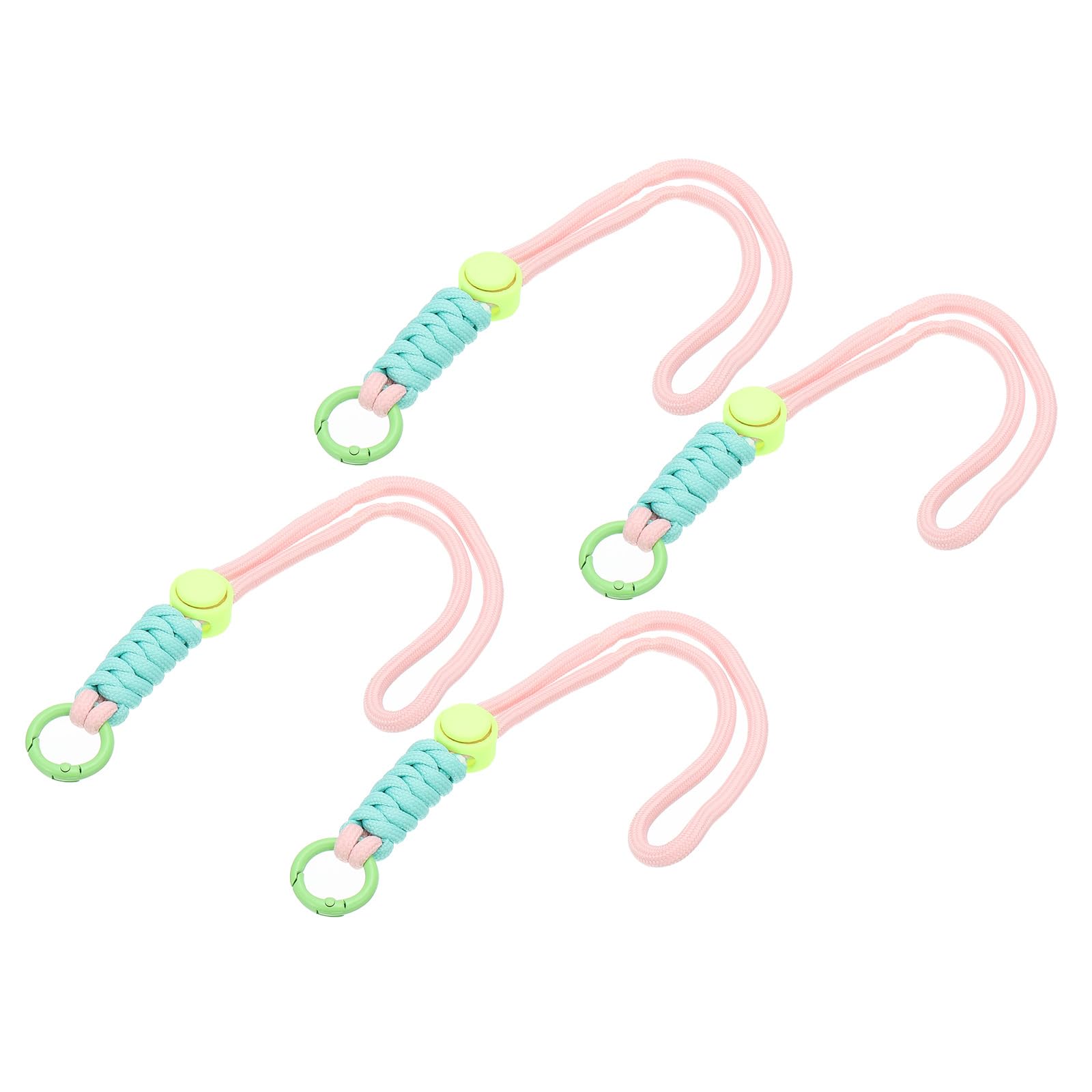 PATIKIL Paracord Lanyard Keychain, 4Pcs Cell Phone Keychain Rope Wrist Lanyards Braided Strap with Spring Ring for Hanging Key, Pink, Light Green, Sky Blue