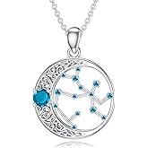 NFYBD Zodiac Constellation Necklace with Birthstone,925 Sterling Silver Horoscope Astrology Celestial Pendant Necklaces Jewelry for Women Her Wife Gifts for Birthday Christmas