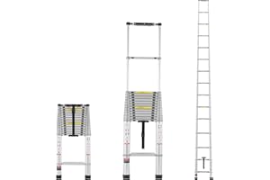 VEVOR Telescoping Ladder, 20.3FT Aluminum Lightweight Extension Ladder, Multi-Button Retraction Collapsible Ladder, 419 LBS C