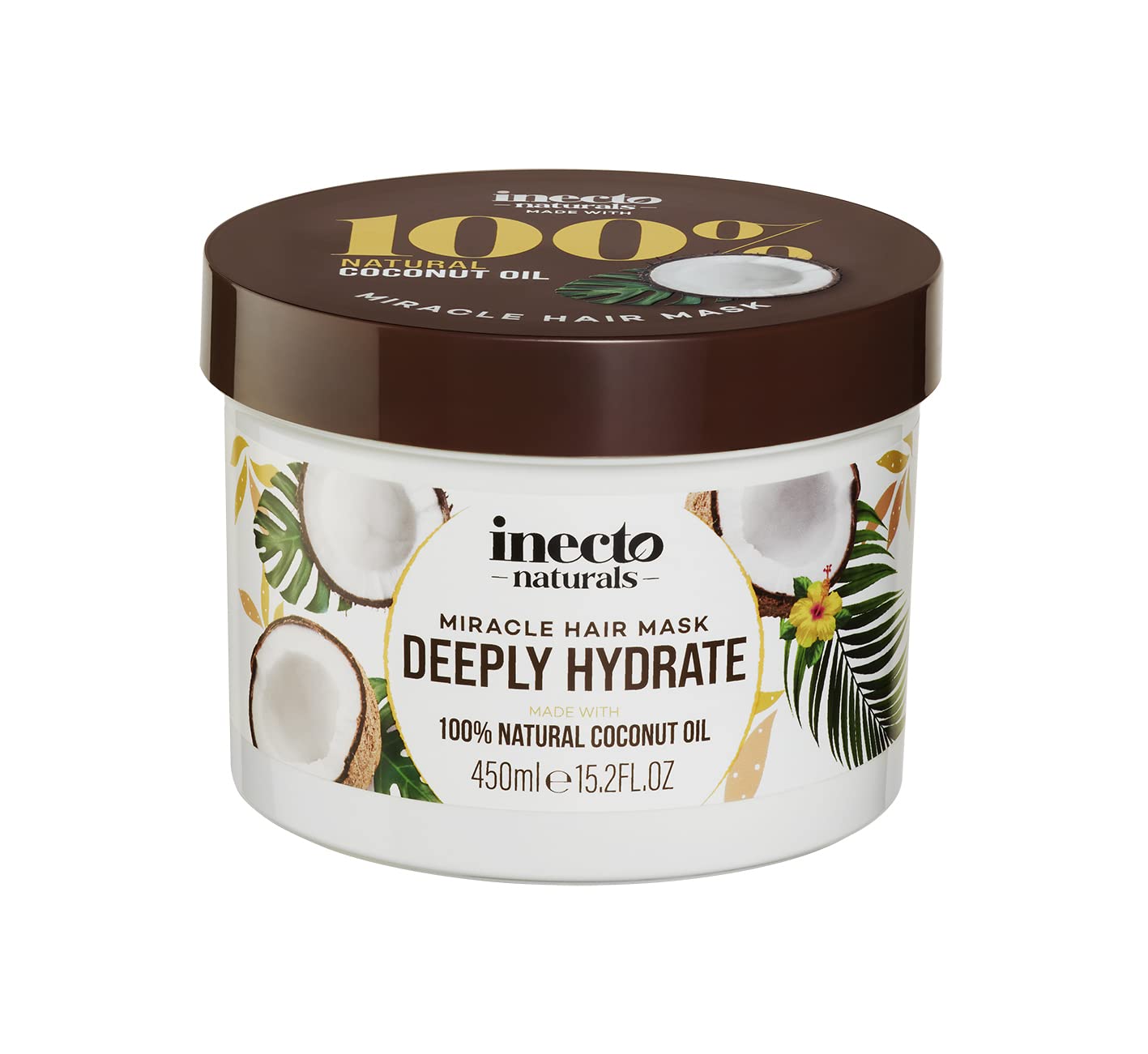 INECTO Deeply Hydrate Coconut Miracle Hair Mask 450ml, for Dry & Damaged Hair, Super Hydrating, Repair Treatment for Hair in Urgent Need of Rescue
