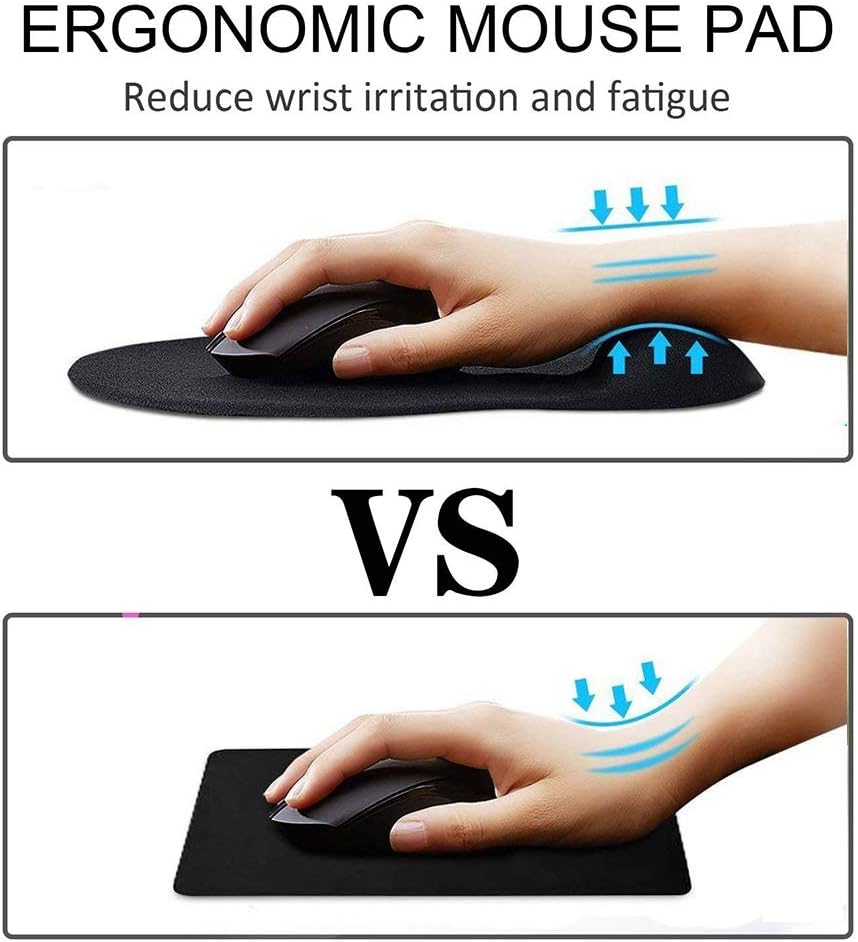 YingStar Mouse Pad Mouse Mat with Gel Wrist Rest Support Anti-Slip Rubber Base Comfort Gaming Mouse Pad for Laptop Computer PC (Black) - Image 5