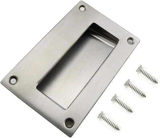 Heyous 1pc 5x3 2 Inch Hidden Recessed Pull Handle Stainless Steel