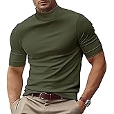 Men's Fashion Shirts Short Sleeve Mock Turtleneck T-Shirts Casual Undershirt Tops