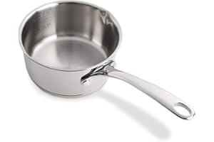 DEAYOU 18/10 Stainless Steel Butter Warmer Measuring Pan, 0.5-Quart Milk Warmer Pot with Dual Pour Spouts, 17OZ Small Sauce P