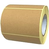 300 Pack, 3" x 2" Kraft Brown Natural Labels Stickers Roll