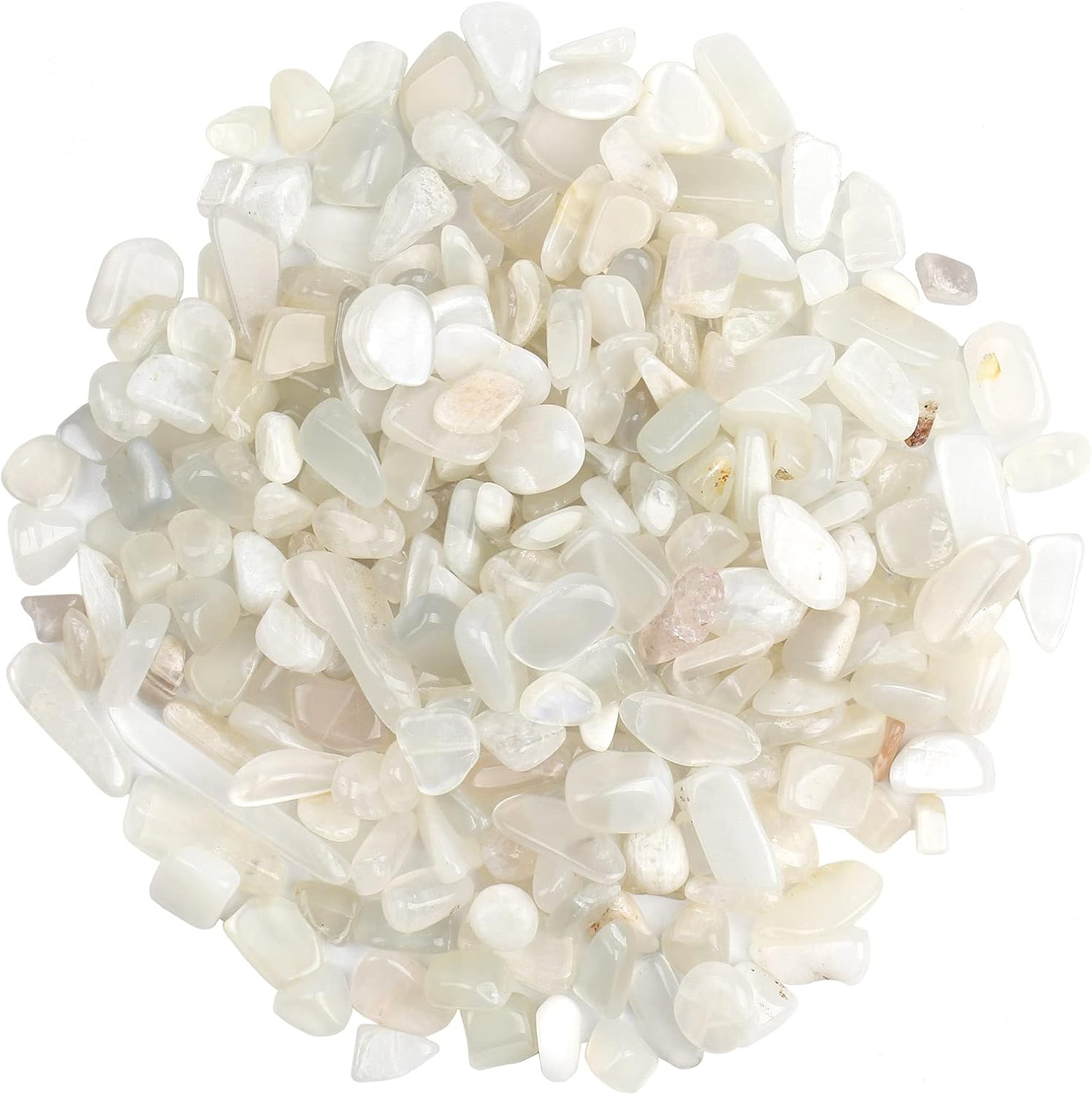 Indoor Fountains & Accessories - ZenQ Crystal Chips, 1/2 Pound Tumbled Crystals, Natural Crushed Crystals for Crafts - White Moonstone