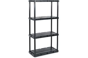 Gracious Living 4 Shelf Knect-A-Shelf Ventilated Light Duty Storage Unit 12 x 24 x 48 Organizer for Home, Garage, Basement & Laundry, Black