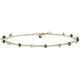 JOR Natural Black Opal & Ethiopian Opal Beaded Anklet, Handmade Craft, Beads Anklet Bracelet, Chakra Healing, Gemstone Women Jewelry, Hypoallergenic Gold Plated Anklet 9 inch + 1.5 inch