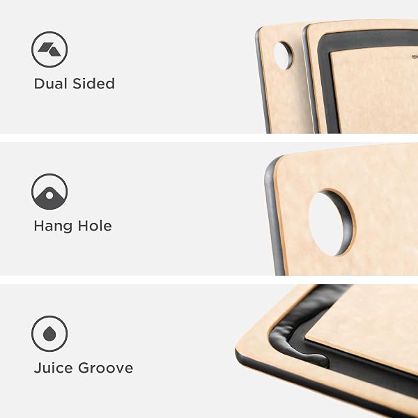EPICUREAN GOURMET SERIES CUTTING BOARD WITH JUICE GROOVE, 19.5-INCH BY 15-INCH, NATURAL/SLATE