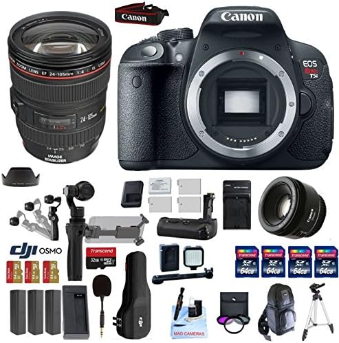 Professional Photographer / Videographer Kit - DJI OSMO 4K Starter Kit + Canon t6i DSLR + Canon 24-105mm f/4 L USM Lens (Glass Element) + Canon 50mm 1.8 STM Fixed Zoom Video / Portrait lens