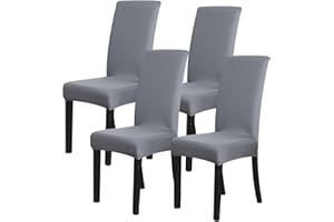FORCHEER Chair Covers for Dining Room Set of 4 Pack Stretch Grey Chair Slipcovers for Parson Chairs 4 Pieces Washable Removable