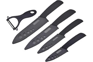 Kitchen Ceramic Knife Set Professional Knife with Sheaths, Super Sharp Rust Proof Stain Resistant (6" Chef Knife, 5" Utility 
