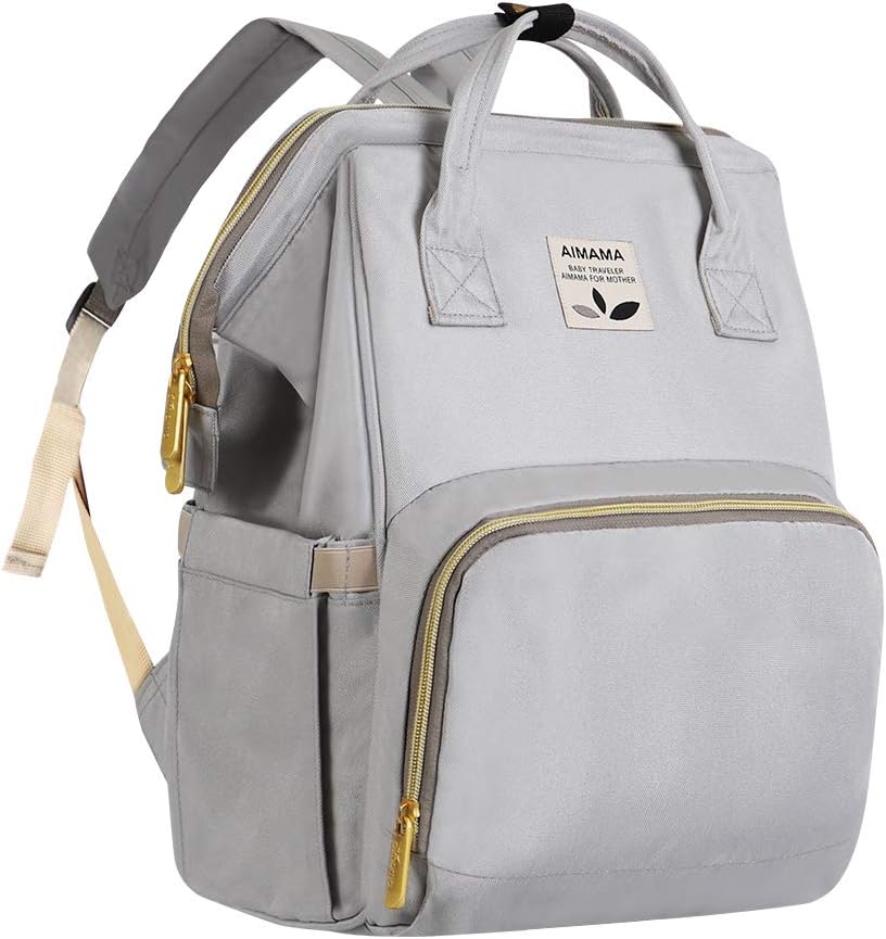 Maydolly Diaper Bag Multifunctional Waterproof Backpack Maternity Nappy Bag with Large Capacity (white grey)