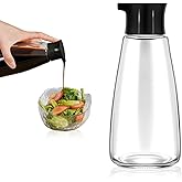EQUNROY 1 Pcs Glass Soy Sauce Dispenser Bottle - 9.6 oz Cruet for Olive Oil, Vinegar, BBQ Kitchen Cooking - Leak-Proof Oil Dispenser with Spout for Kitchen Cooking Barbecue(Black)
