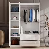Blisswood High Gloss 3 Door Wardrobe with Storage & Hanging Rail - White view 3