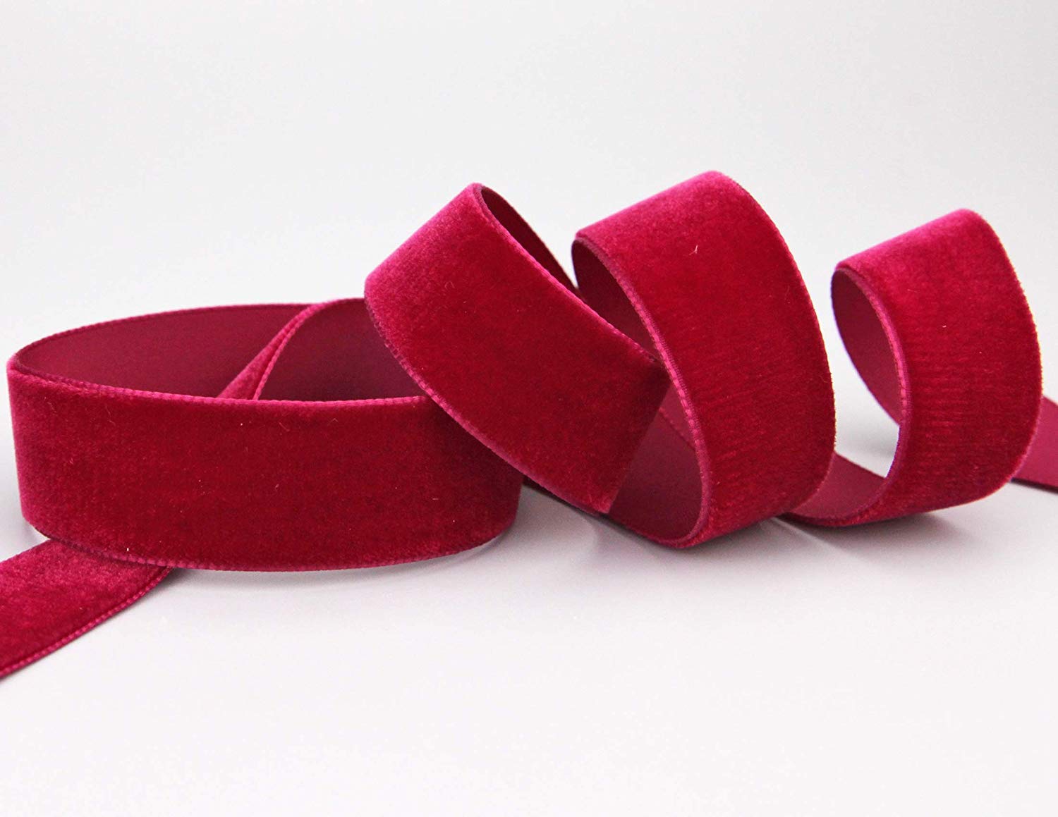 finemark 3 m x 22 mm Velvet Ribbon Dark Red (644 Scarlet) Decorative Ribbon Velour One Side Velvet Ribbon for Sewing Decorating