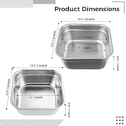 BOSREROY 34.8CM Stainless Steel Square Colander and