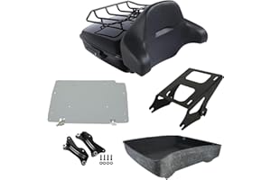 PEGSTREAMLINER Vivid Black Chopped Tour Pack Set w/Luggage Rack Mount Rack fits for Harley Touring Road King, Road Glide, Street Glide, Electra Glide Standard, and Select CVO 2014-2023