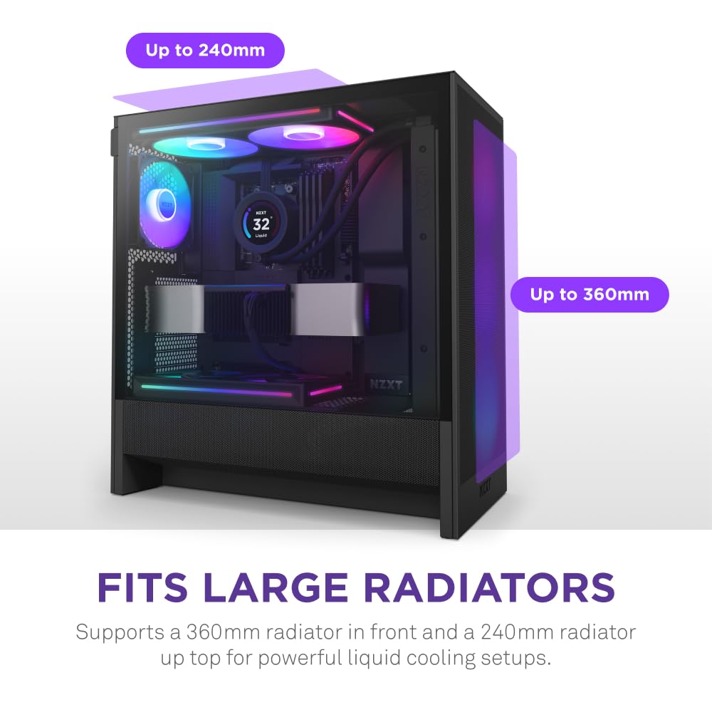 Nzxt H5 Flow Rgb Gaming Case Assembled System Showing Rgb Lighting And Component Installation