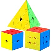 CFMOUR Speed Cube Set - Stickerless 2x2x2 3x3x3 Pyramid Cube Pack Bundle | Fast Turning, Durable, Brain Teaser, Sensory, Classic, Fidget Toy, 3D Puzzle, Portable, Travel Game for Teens and Adults
