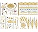 Gift-Package Temporary Tattoos 8 sheets Metallic Mandala Mehndi Boho Designs in Gold and Silver - 100+Temporary Fake Shimmer Jewelry Henna tattoos - Flowers, Elephants, Bracelets, Wrist and Arm Bands