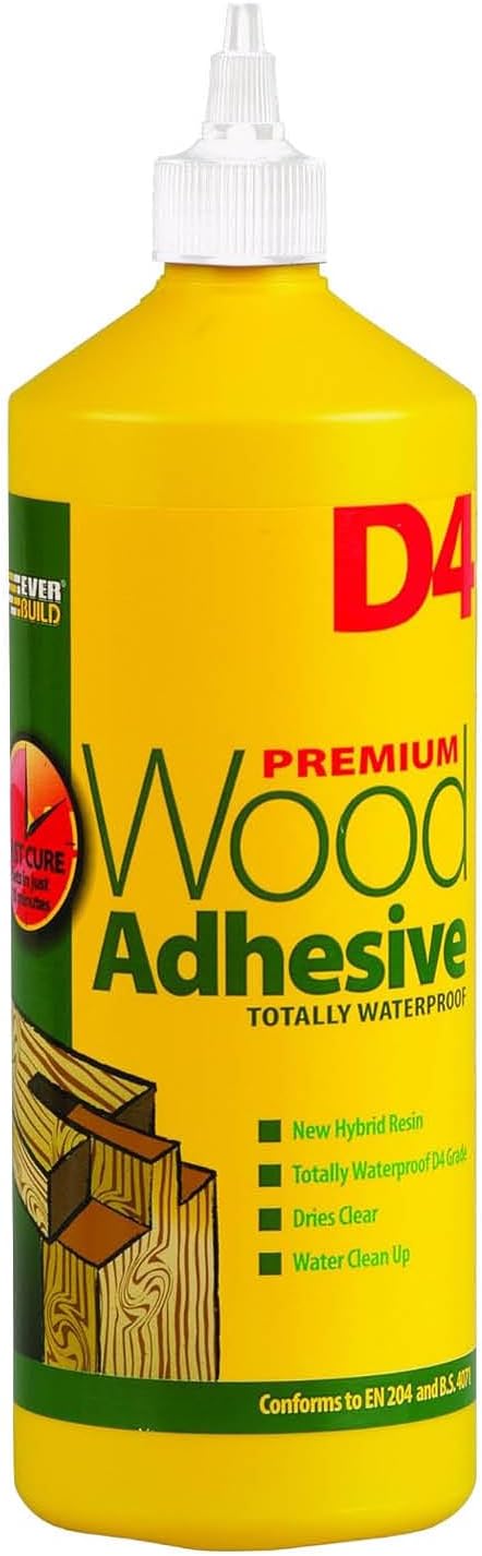 Everbuild D4 Premium Wood Adhesive 1 Litre White Bonding Strength D4