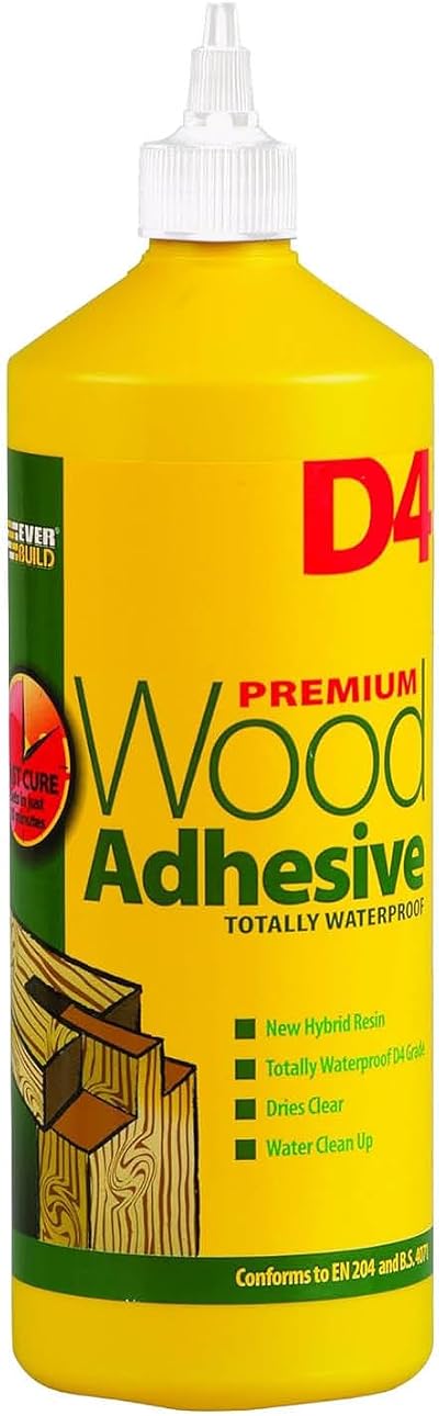 Everbuild D4 Premium Wood Adhesive 1 Litre White Bonding Strength D4