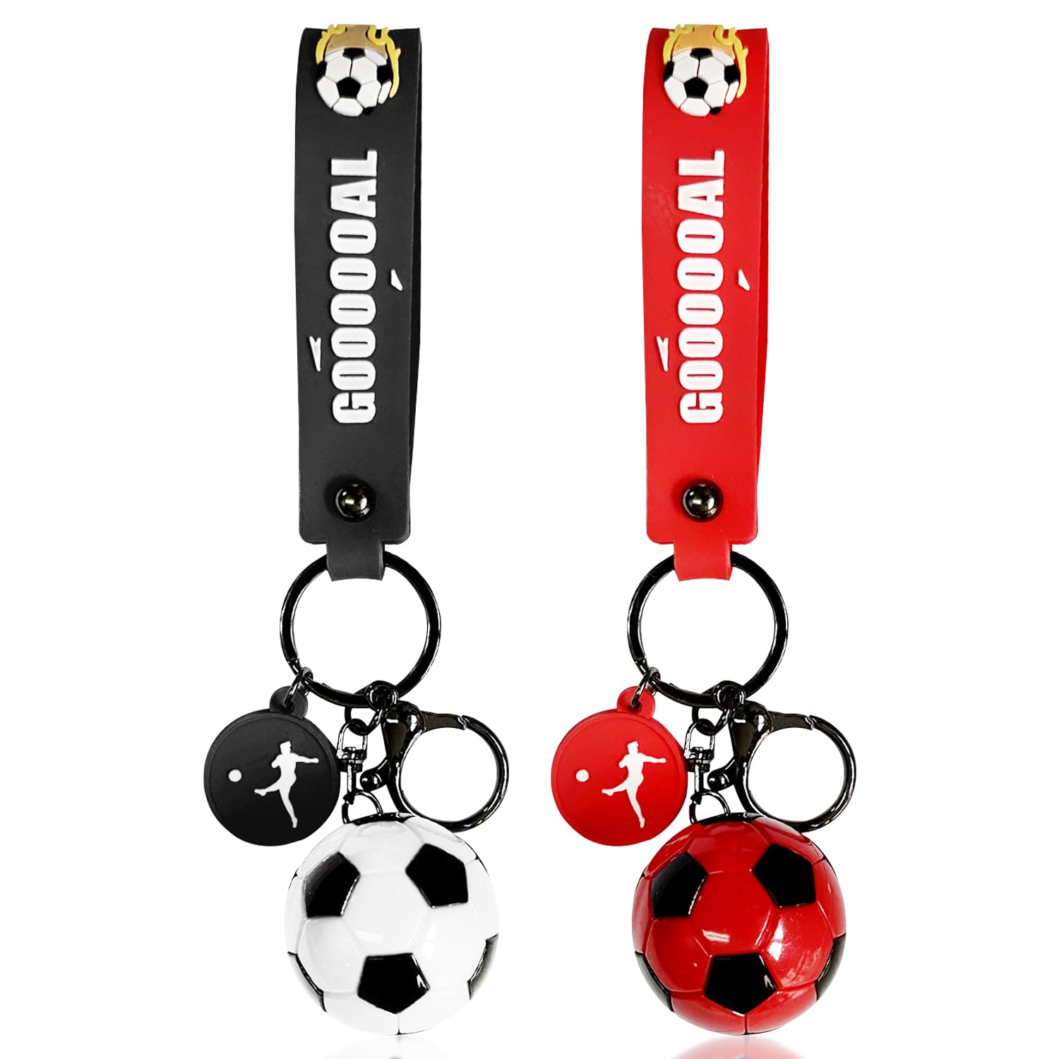 USHXVG Pack of 2 Football Personalized Pendants & Creative Keychains, Inspirational Keychains (Black, Red)