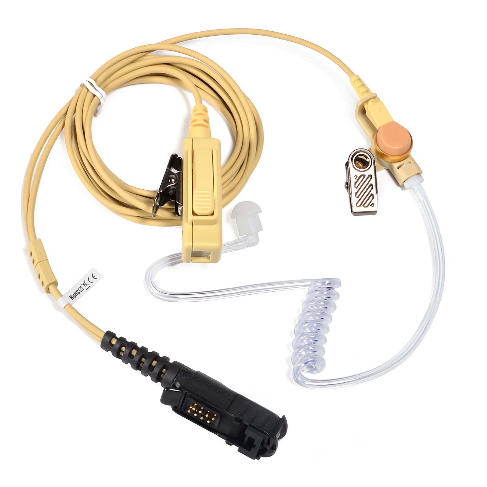 UAYESOK Security Radio Earpiece for Motorola MOTOTRBO DP2400 DP2600 DP3441 DP3661 DP2000 XPR3300e XPR3500 XIR P6600 DEP550, Walkie Talkie Headset with Covert Air Acoustic Tube PTT Mic Bodyguard（Beige）