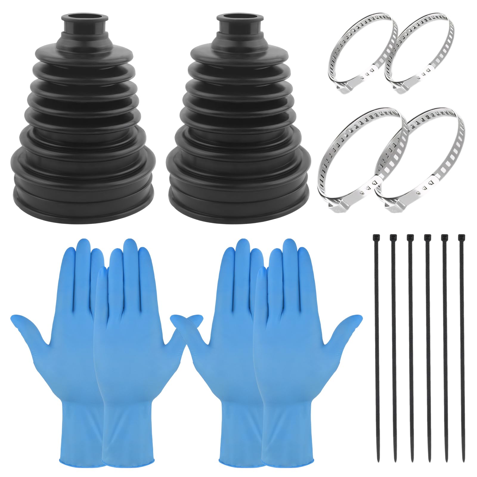 Photo 1 of 2pcs CV Axle Boot Repair Kit, Split CV Joint Boot, Comes With 4 Stainless Steel Clips, 6 Cable Ties And 2 Pairs Of Rubber Gloves, Leak-Proof And High Temperature Resistant For Most Vehicle