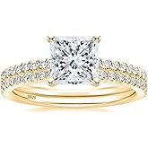 EAMTI 2.5CT 925 Sterling Silver Bridal Ring Sets Princess Cut CZ Engagement Promise Rings for Her Wedding Bands for Women Size 3-11