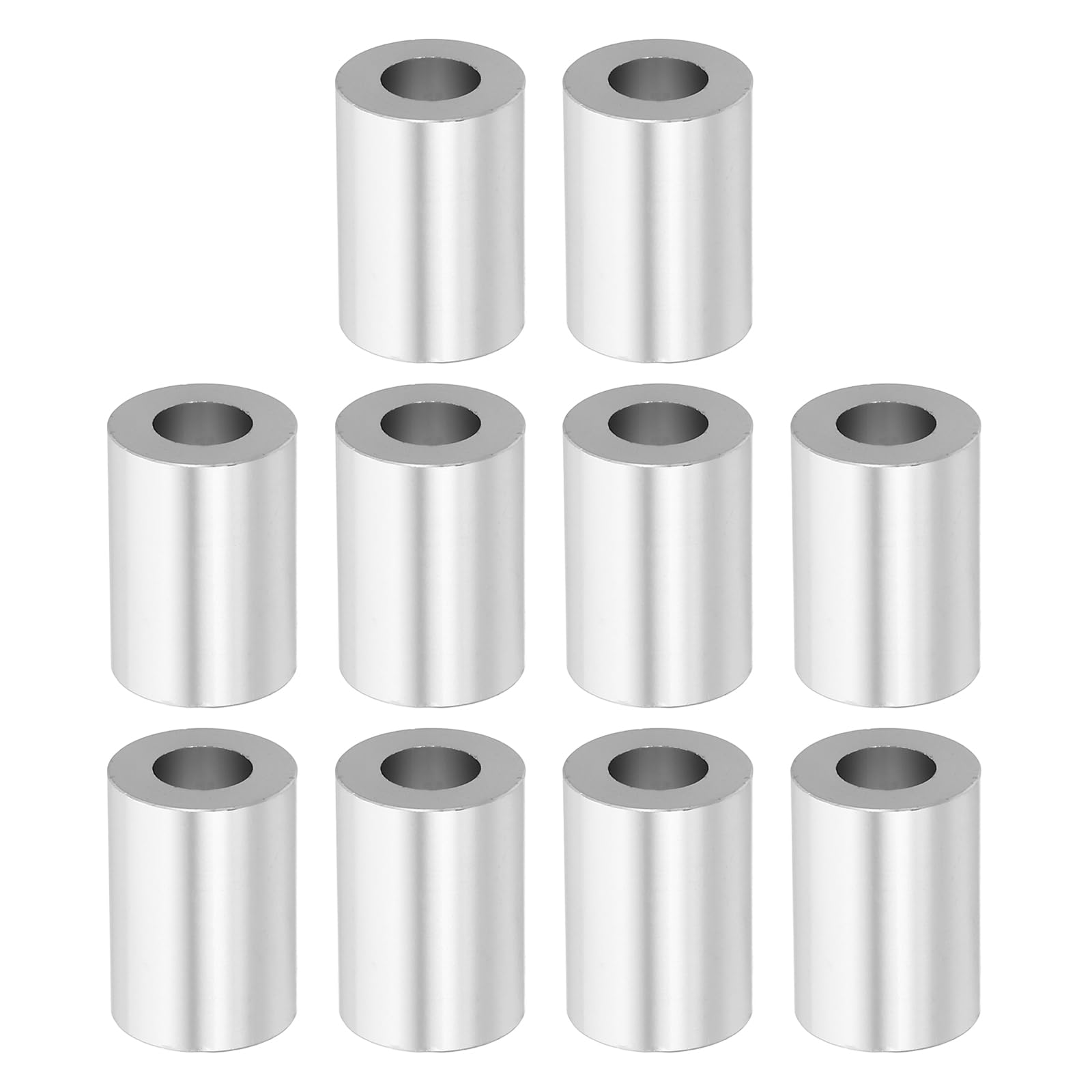 PATIKIL M10 Aluminum Spacers, 10 Pcs Metal Spacer Aluminum M10 X3/4"OD X1-1/16"L Aluminum Spacer Screw Standoff Round for 3/8" or M10 Screw Bolts, Silvery