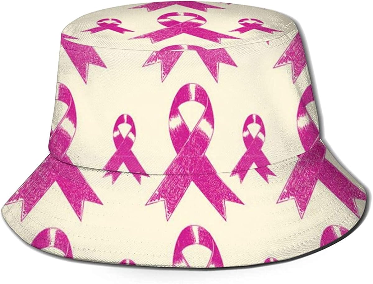 Pink Ribbon Breast Cancer Awareness Unisex Cute Bucket Hat Fisherman