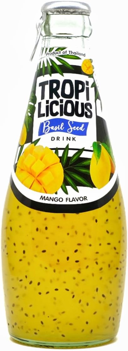 TROPILICIOUS BASIL SEED DRINKS - MANGO - 4 Glass Bottles: 290ml