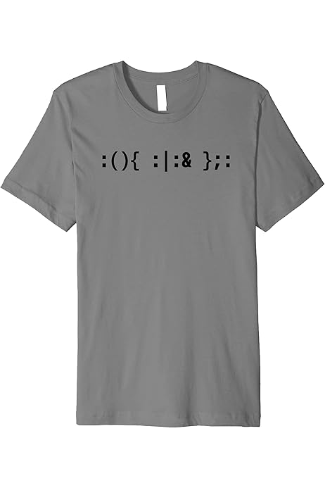Amazon Com Fork Bomb T Shirt Bash Hacker Command White Text Design Clothing Shoes Jewelry