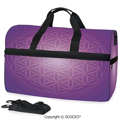 Sports Gym Duffel Bag Flower of Life in Psychedelic Tones Handbag for men