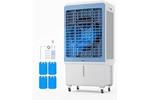 VEVOR Evaporative Air Cooler, 4129 CFM with 12.7 Gallon Water Tank Swamp Cooler, Portable Cooling Fan with Remote Control, 12H Timer, 4 Ice Boxes, Quiet Operation, 3 Wind Speeds for Outdoor Indoor Use
