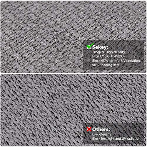 Sekey Sonnensegel 3x4m, Sonnenschutz, Rechteckig HDPE-Kunststoff, Winddicht Wasserdurchlässig UV-beständig Atmungsaktiv… – Bild 4