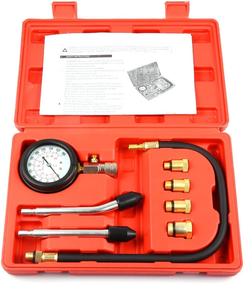 TooCust 8pcs Petrol Engine Cylinder Compression Tester Kit Automotive Tool Gauge