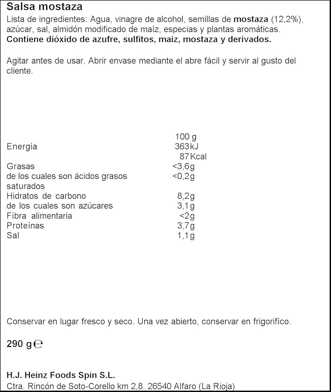 Salsa Mostaza Barrilito 290g sin Gluten