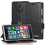 Nokia Lumia 830 Case - VENA [vFolio] Slim Leather Wallet Case with Stand for Nokia Lumia 830 (Black / Red)