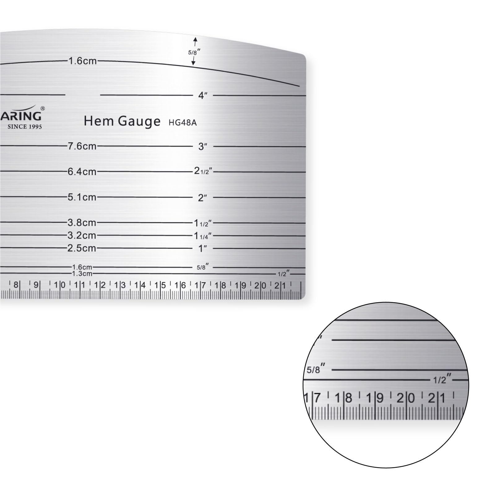 KEARING Aviation Aluminium Hot Hem Gauge, Hot Iron Ruler Hot Press for Sewing Pattern Alterations, Belt and Waistbands