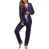 FENNAT Pajama Sets Women Soft Long Sleeve Button Down Sleepwear Classic Ladies Pjs Lightweight Lounge Sets S-XXL
