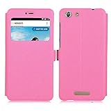 BLU Energy X2 Case, IVSO BLU Energy X2 Case [View Window] [Full Range Protection] Linen Texture Slim Leather Case Cover for BLU Energy X2 Phone(Rose)