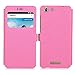 BLU Energy X2 Case, IVSO BLU Energy X2 Case [View Window] [Full Range Protection] Linen Texture Slim Leather Case Cover for BLU Energy X2 Phone(Rose)