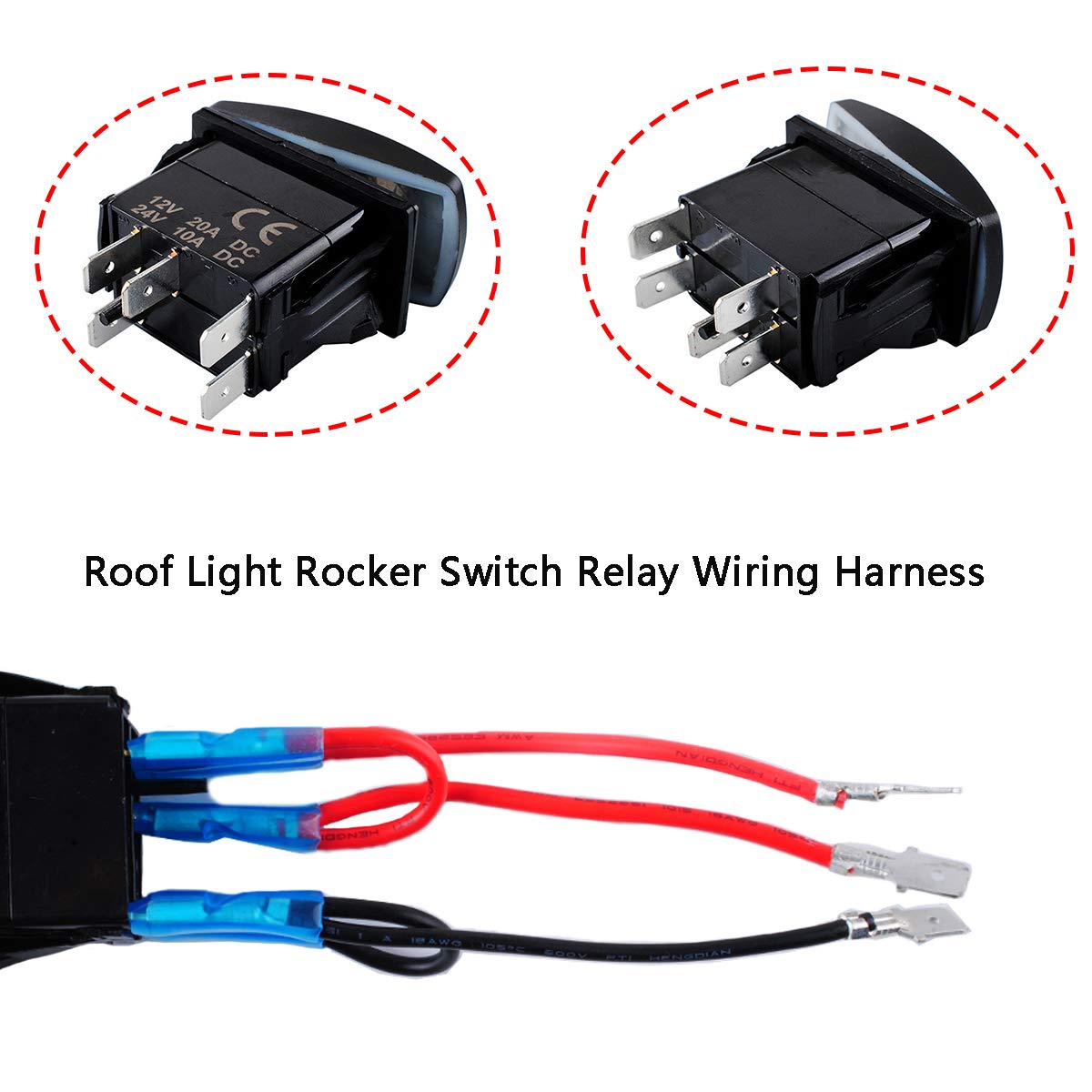 5pin LED Light Bar Rocker Switch & Rear Lights Rocker Switch ONOFF LED