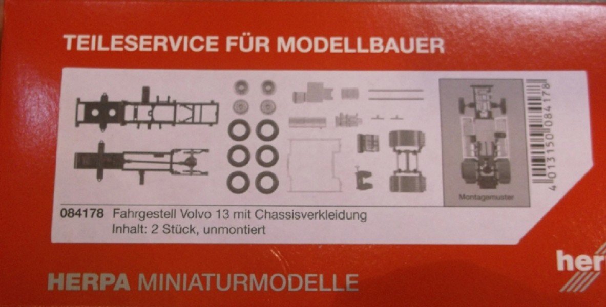 herpa 084178 - Volvo FH chassis with chassis cover, contains 2 pieces