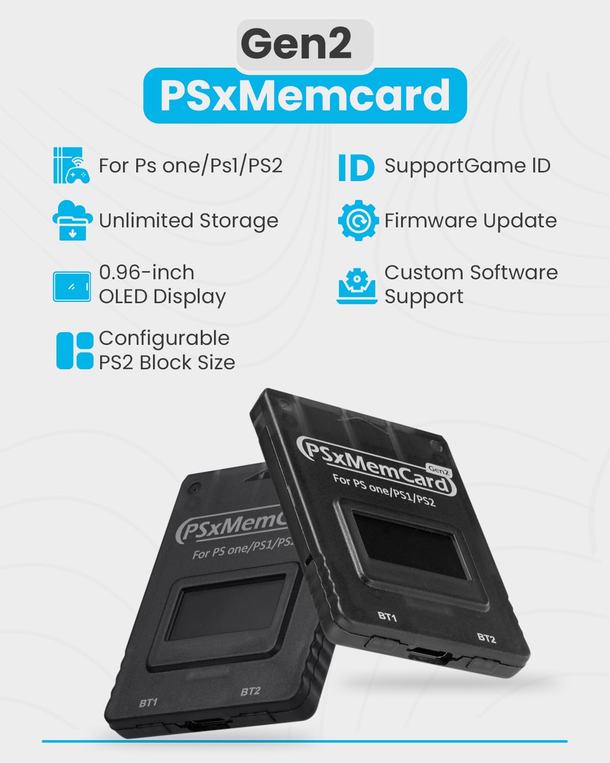 Guilekeys PSxMemCard Game Memory Card Compatible with PS2/PS1/PS One Console, 8GB MicroSD Card Include, Supports Firmware Upgrade, Unlimited Storage and Sd2psXtd, High Speed
