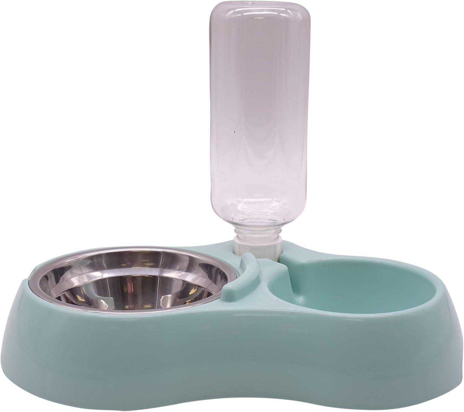 Dog Cats Pet Water Food Bowl Feeding Station Automatic Self Watering Refillable Cat Food and Water Dispenser Set Double Bowls Dish Gravity Self Feeding Cat Feeder No-Spill Blue